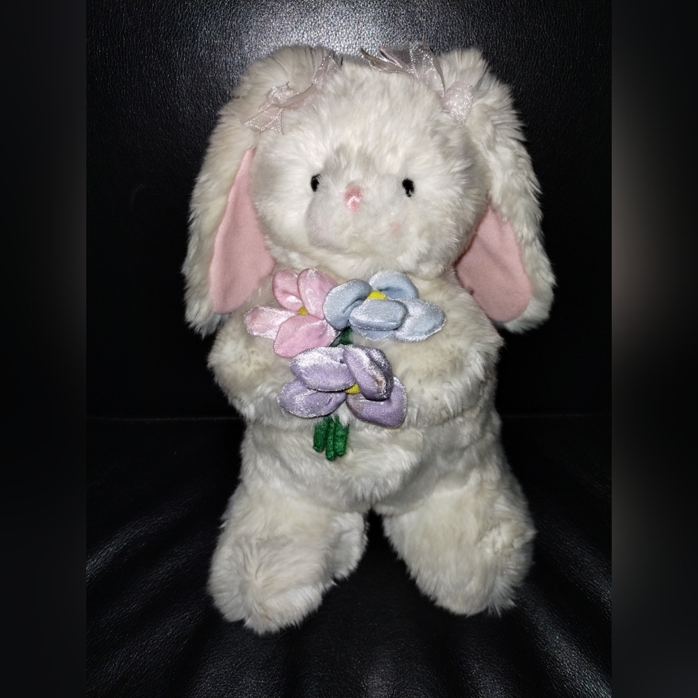 Gund Penelope #36057 Handmade Plush Bunny Rabbit with Spring Flowers 10in
